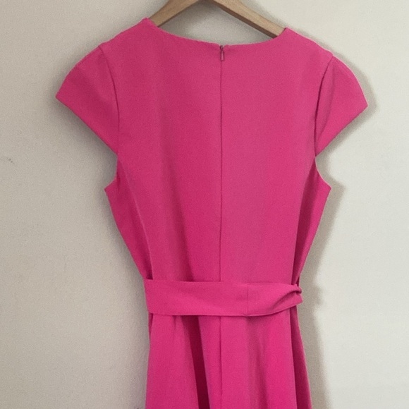 Black Halo - Pandora Faux Wrap Belted Hot Pink Dress - Picture 16 of 16